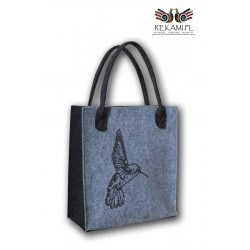 Jasno-ciemna torba filcowa z kolibrem